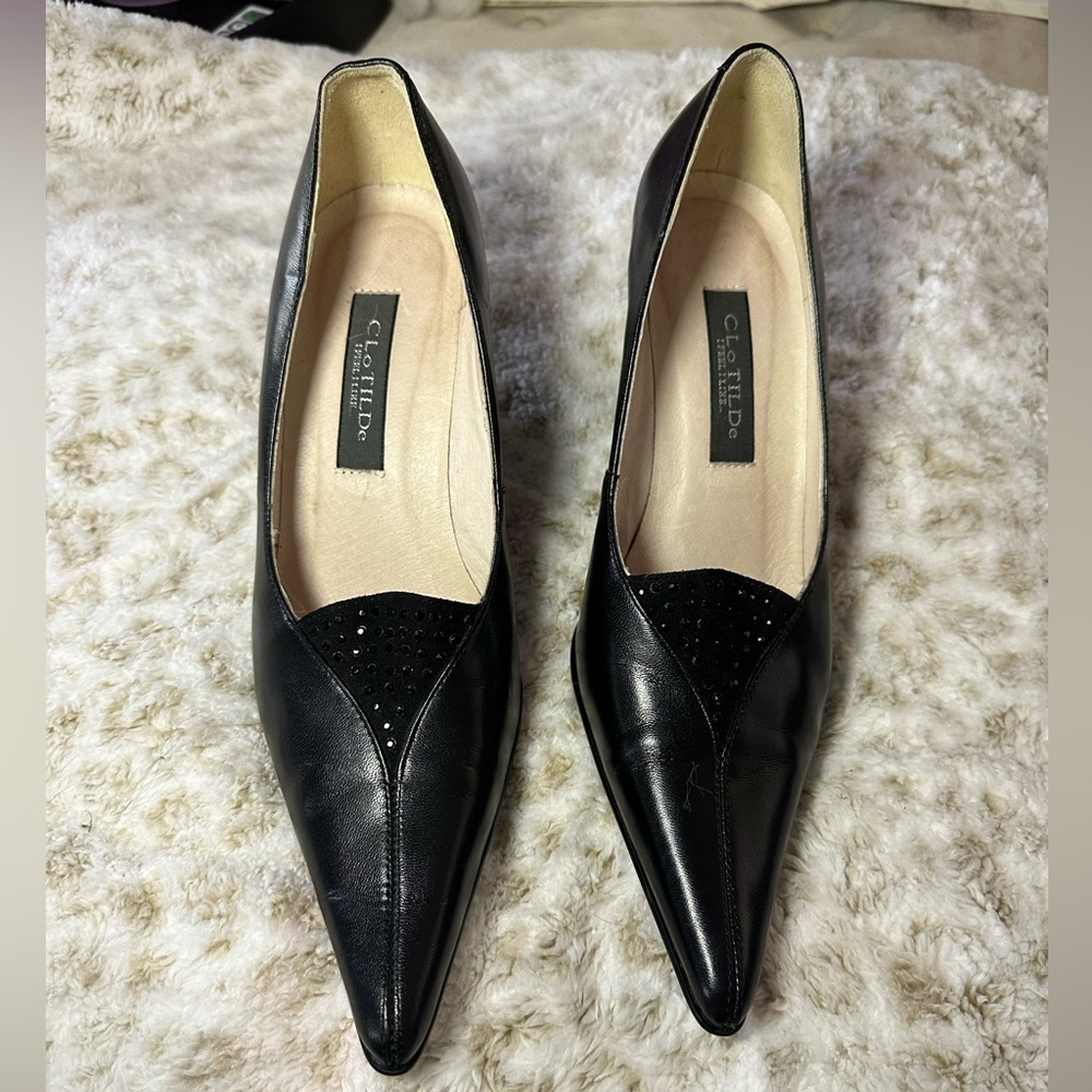 Clotilde Black Wedge Shoes Size 38